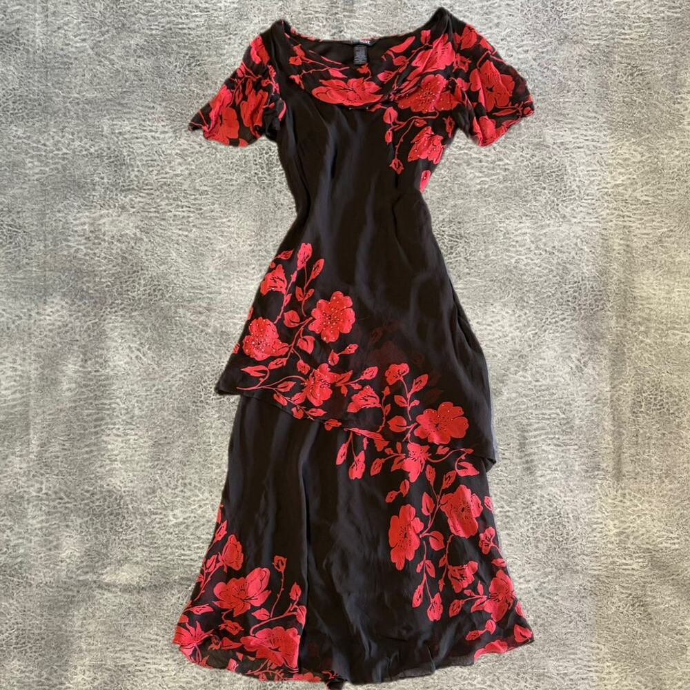 Vintage Floral Eva Blue Tiered Maxi Dress